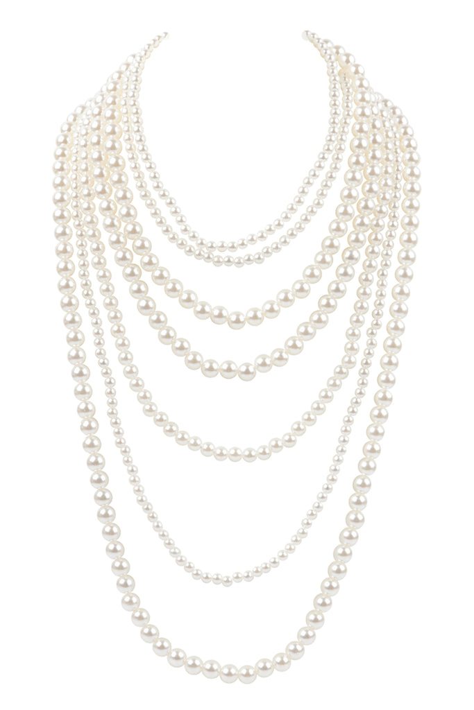 LAYERED PEARL BEADS NECKLACE