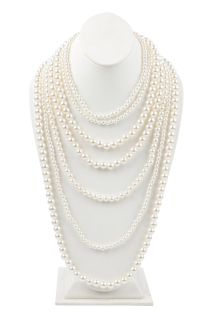 LAYERED PEARL BEADS NECKLACE