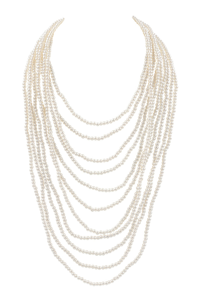 MULTI LAYER PEARL BEADS STATEMENT NECKLACE