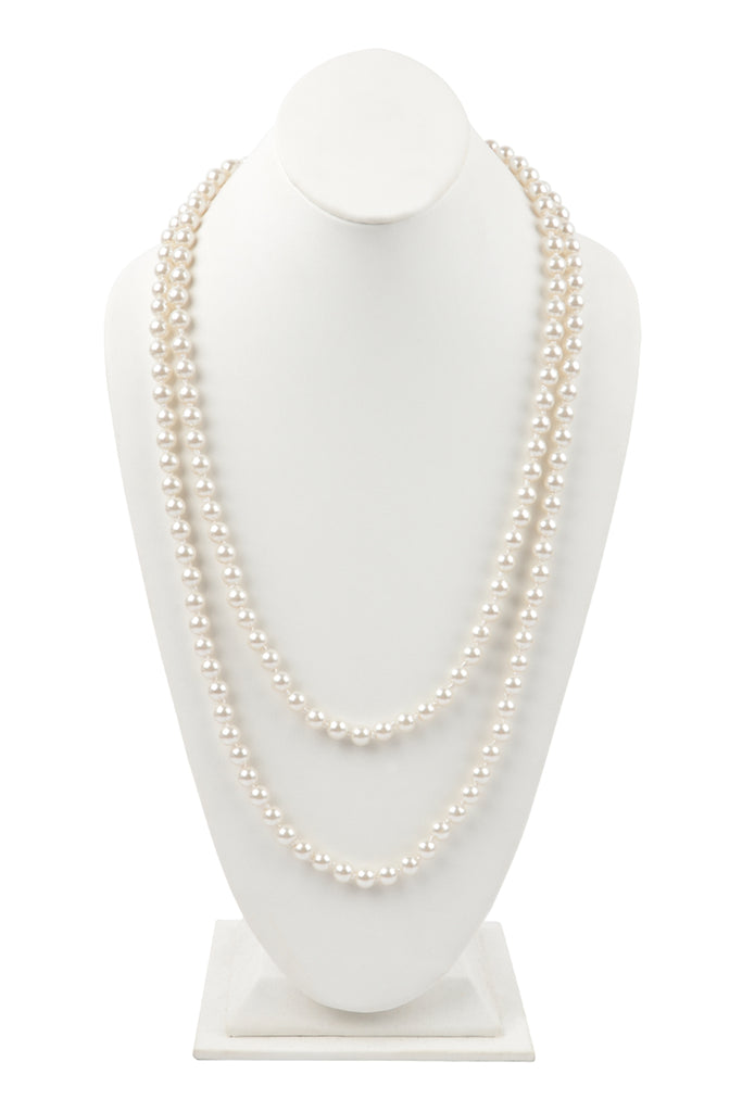 2 LINE PEARL BEADS LONG NECKLACE