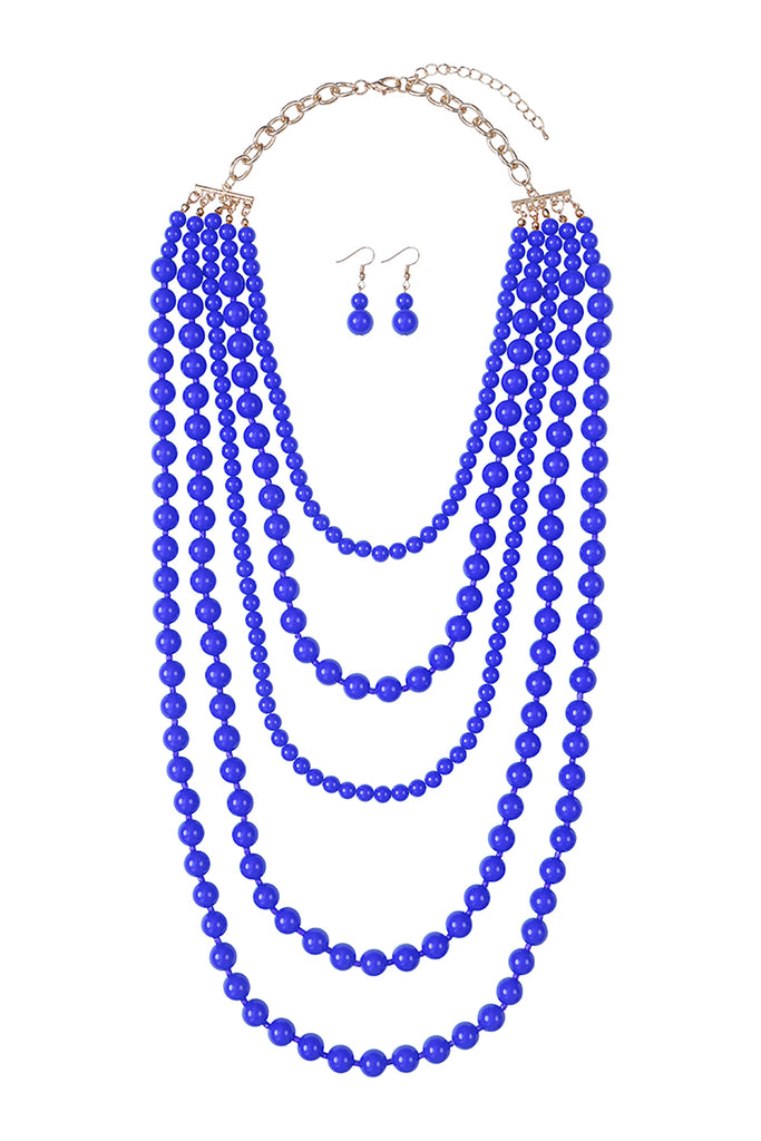MULTILAYERED BEADS NECKLACE AND EARRINGS SET