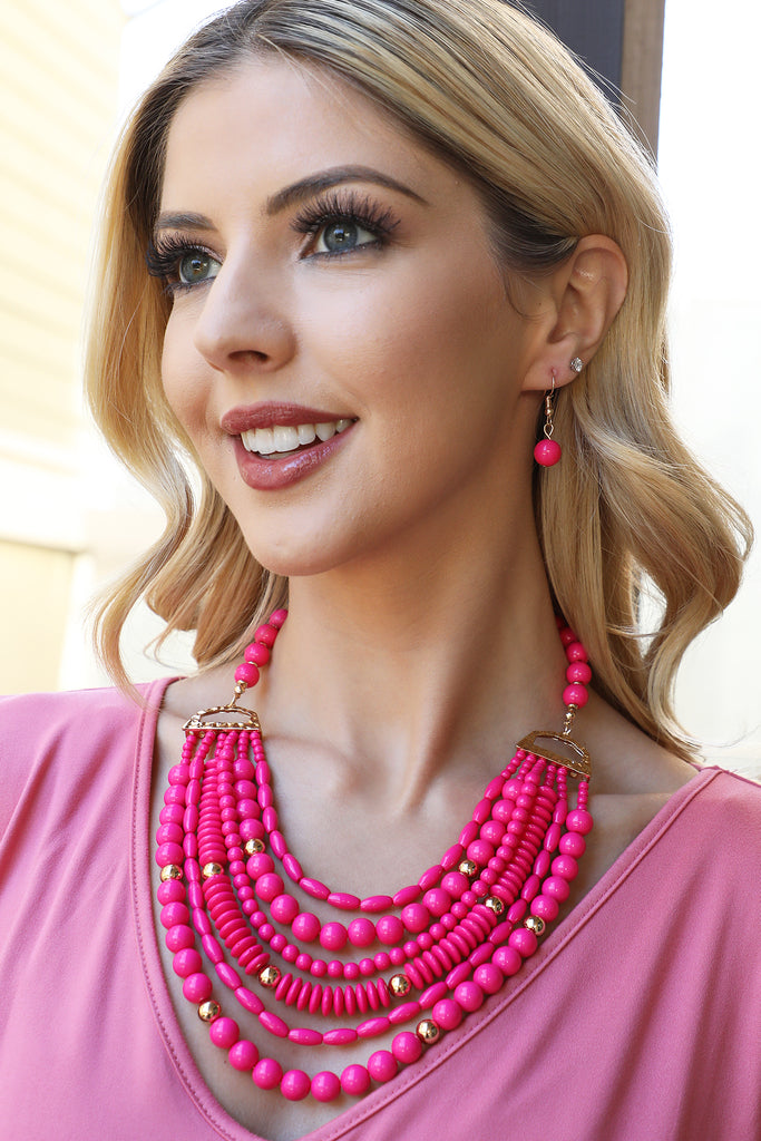 LAYERED BIB BOHEMIAN STATEMENT NECKLACE AND EARRINGS SET
