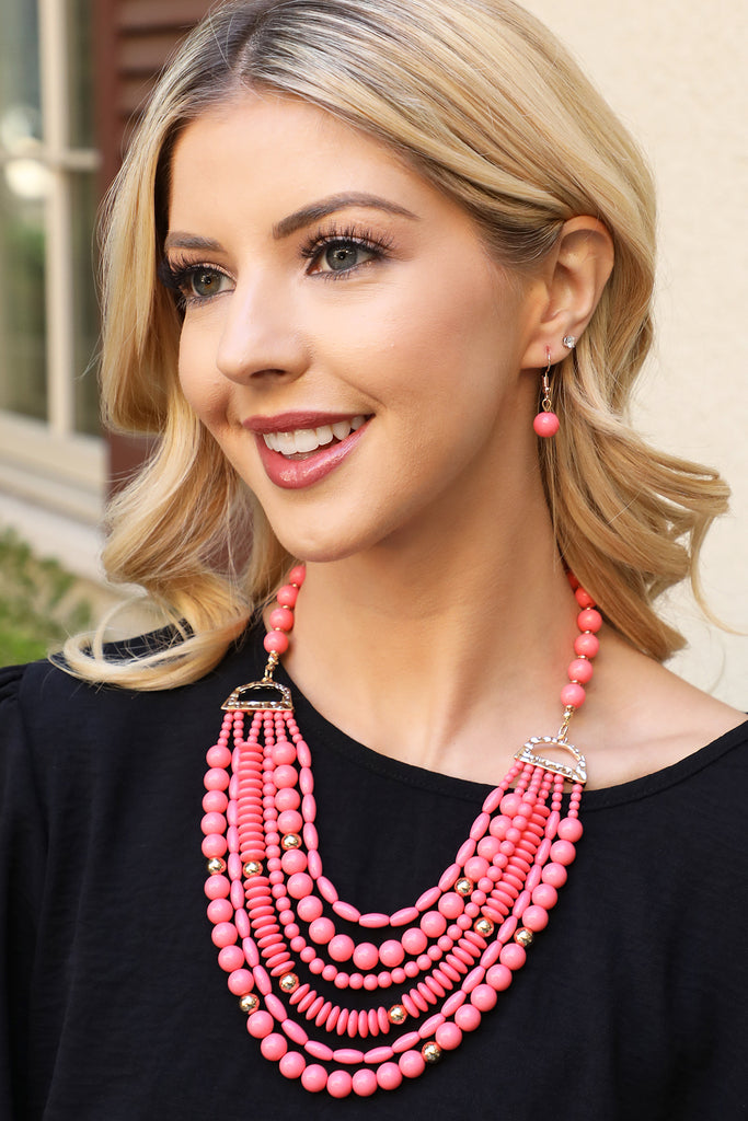 LAYERED BIB BOHEMIAN STATEMENT NECKLACE AND EARRINGS SET