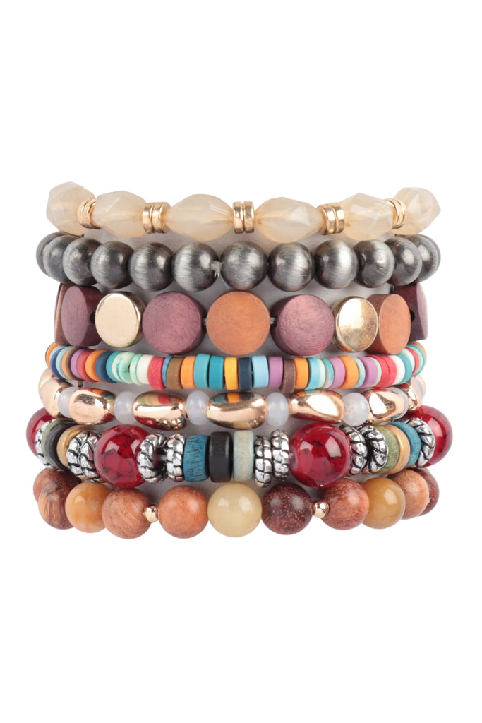 MIX BEADS WOOD, FIMO CHARM VERSATILE BRACELET SET