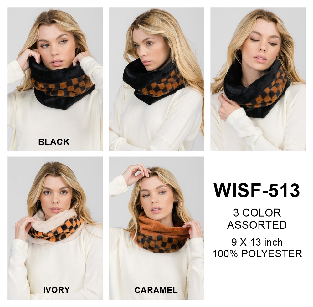 CHECKERED INFINITY SCARF 3 ASSORTED COLORS