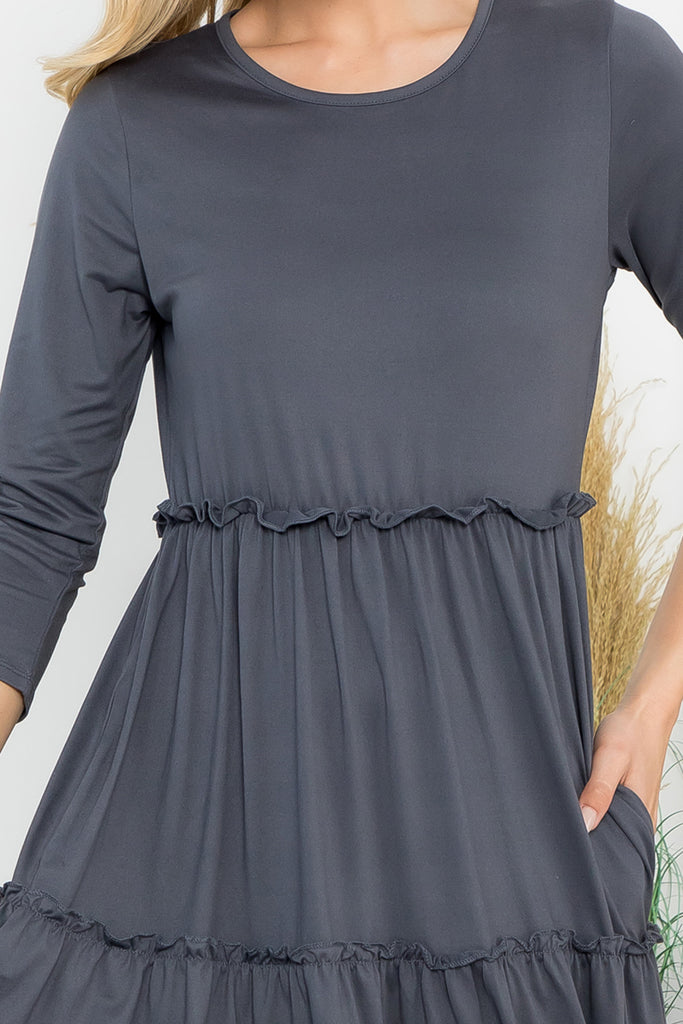 Long Sleeve Merrow Detail Dress