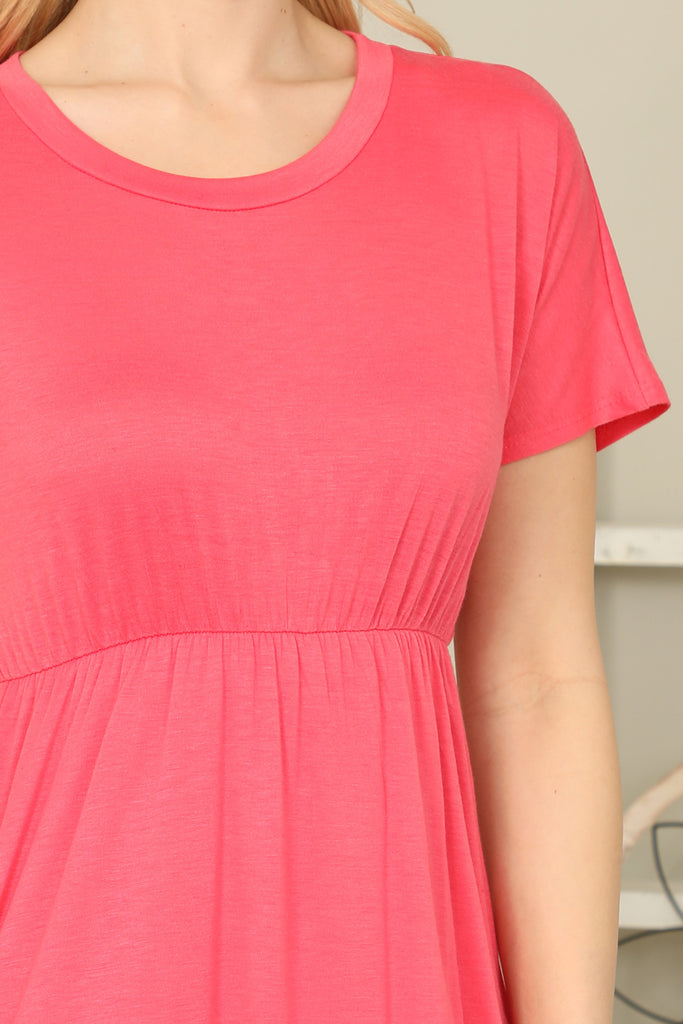 Cinched Waist Solid Tulip Dress