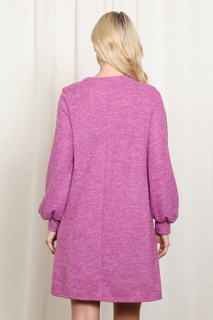 Long Puff Sleeve Mir Pd Brush Dress