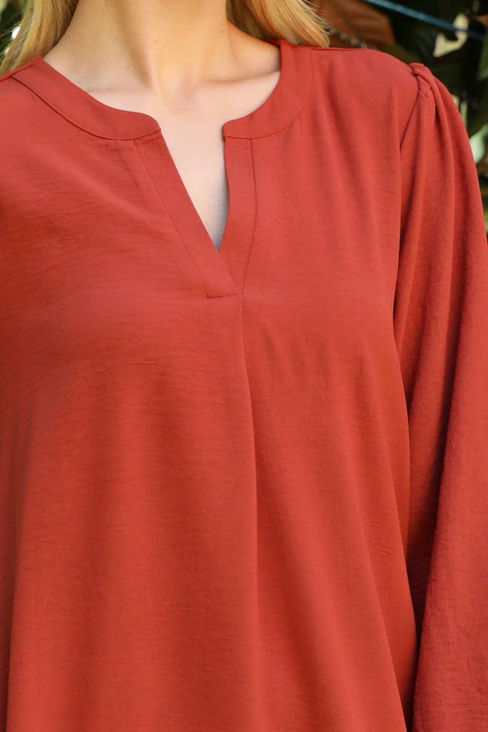 Collared Neckline Woven Long Sleeve Dress