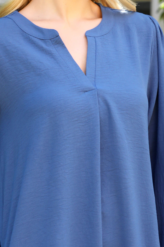 Collared Neckline Woven Long Sleeve Dress