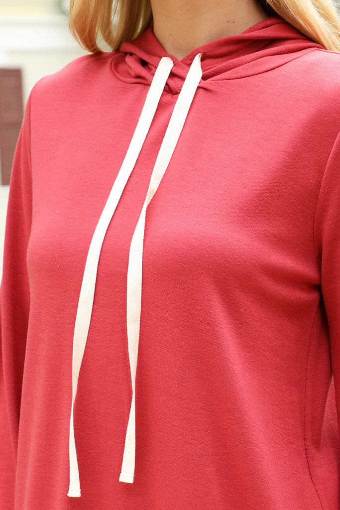French Terry Long Puff Sleeve Hoodie Dress