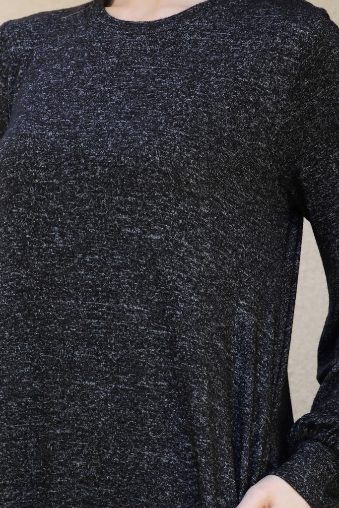 Puff Long Sleeve Hacci Brushed Dress