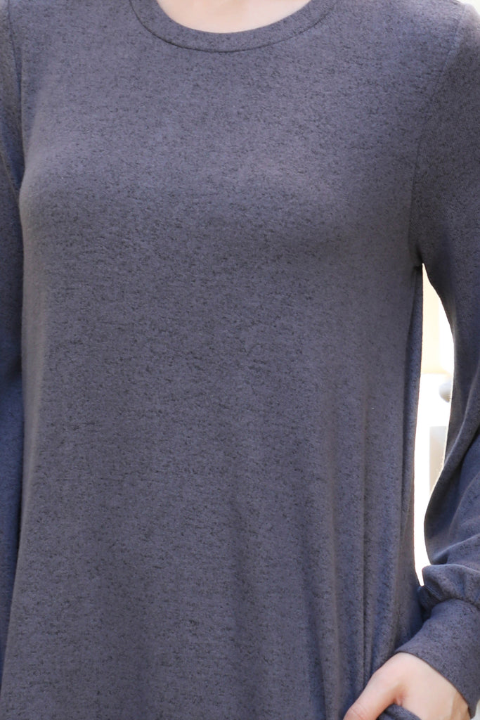 Puff Long Sleeve Hacci Brushed Dress