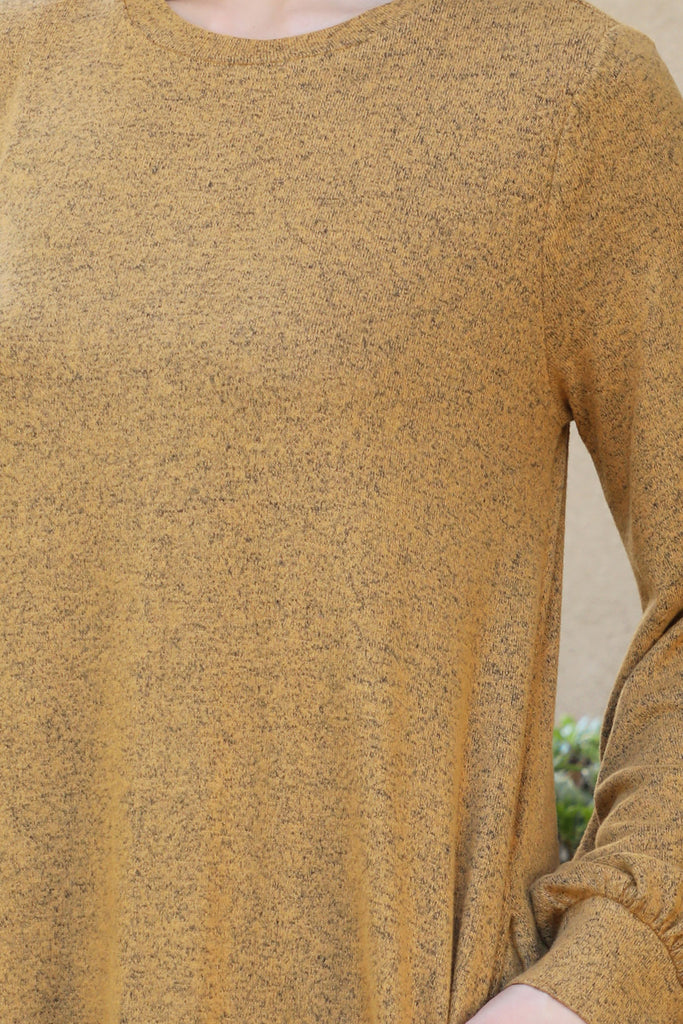 Puff Long Sleeve Hacci Brushed Dress