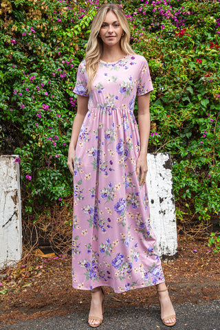 Solid Round Neckline Long Sleeve Dress