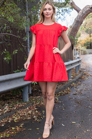 Solid Round Neckline Long Sleeve Dress