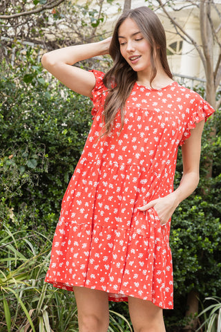 Solid Round Neckline Long Sleeve Dress