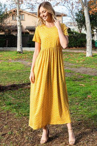 Solid Round Neckline Long Sleeve Dress