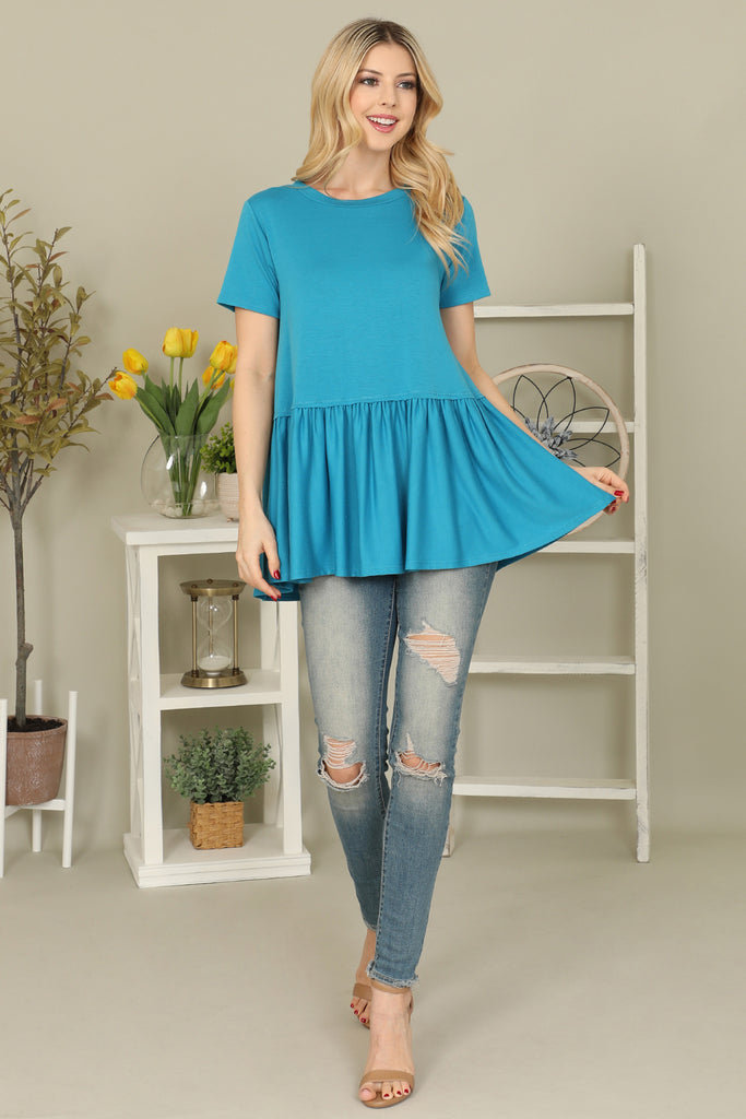 Solid Peplum Waist Top