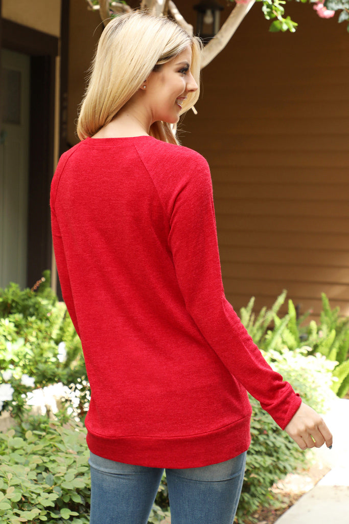 Knit Front Pocket Long Sleeved Top 2