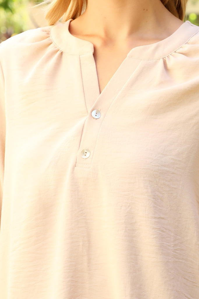 Button Detail Collar Woven Top