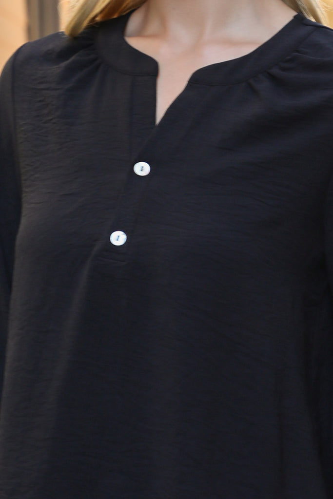 Button Detail Collar Woven Top