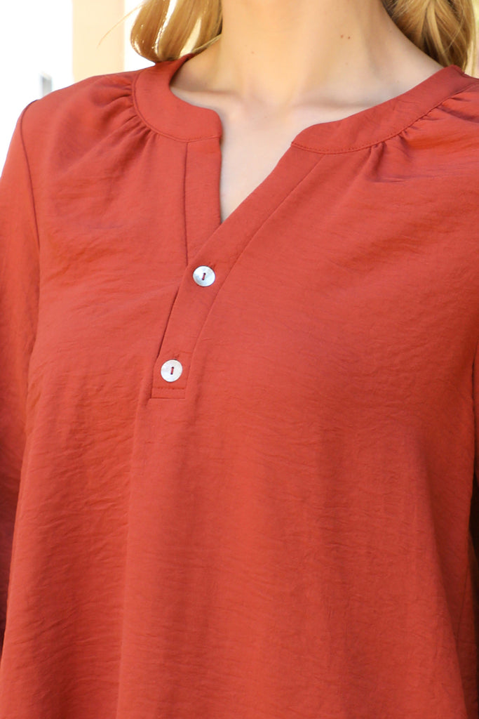 Button Detail Collar Woven Top