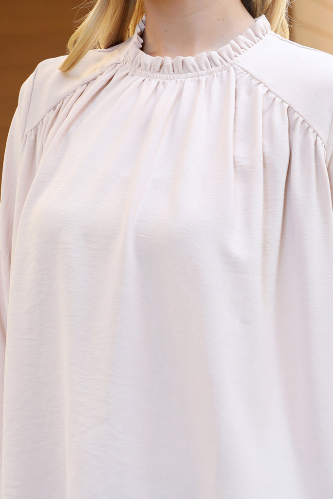 Puff Sleeve Merrow Neckline Woven Top