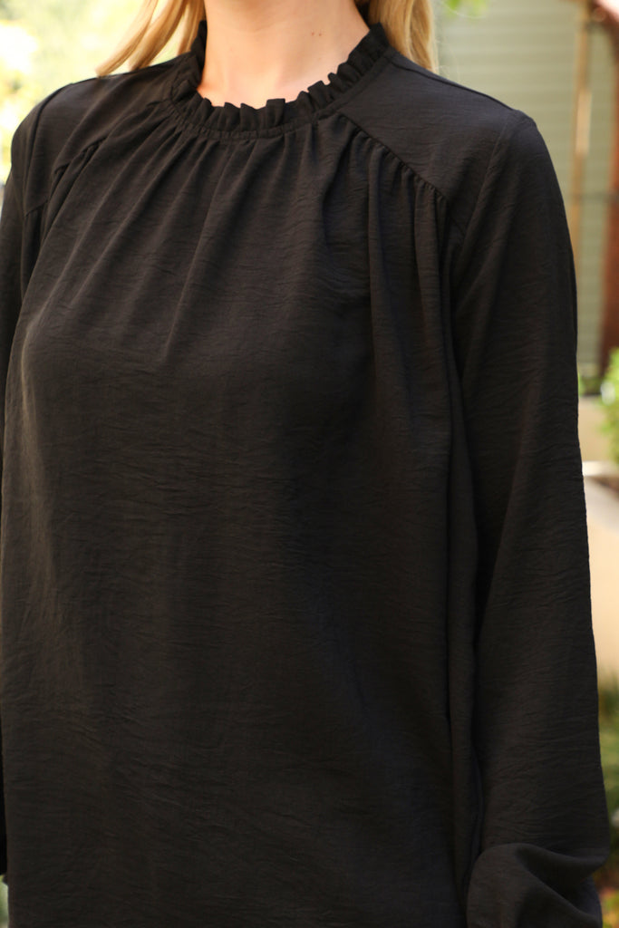 Puff Sleeve Merrow Neckline Woven Top