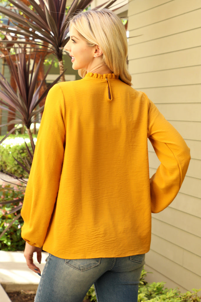 Puff Sleeve Merrow Neckline Woven Top