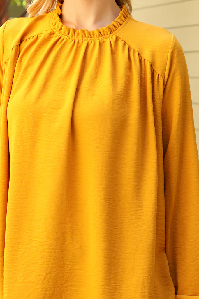 Puff Sleeve Merrow Neckline Woven Top