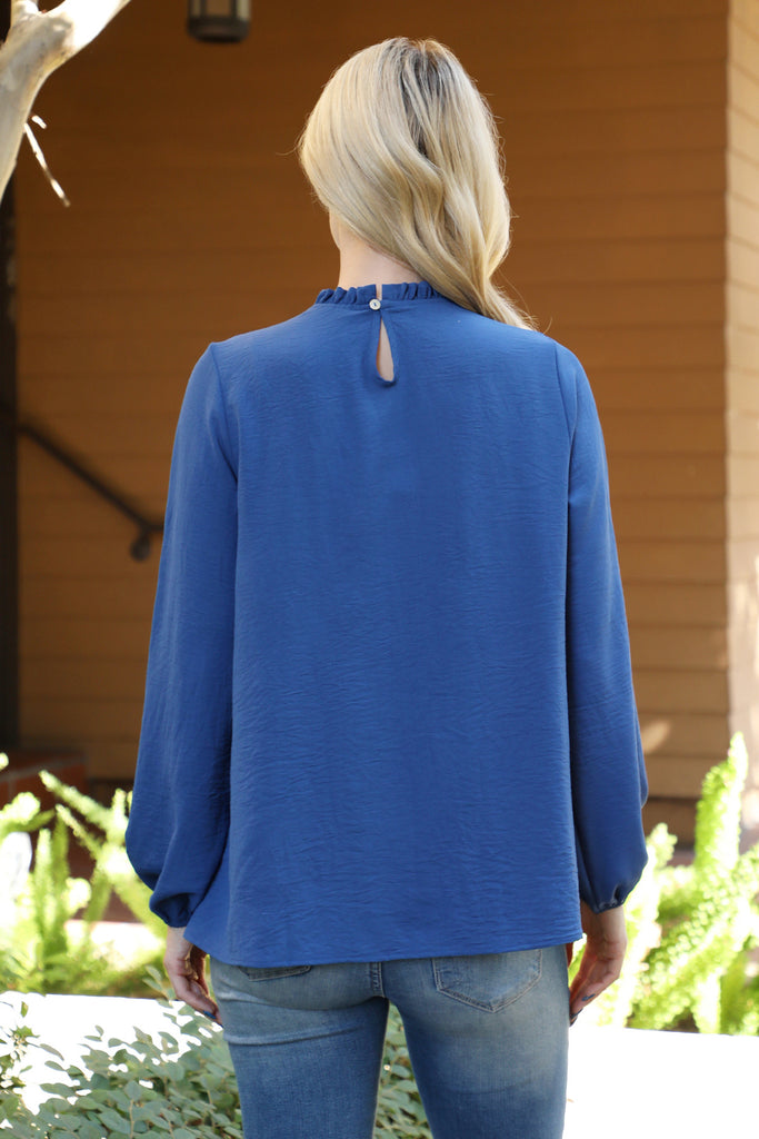 Puff Sleeve Merrow Neckline Woven Top