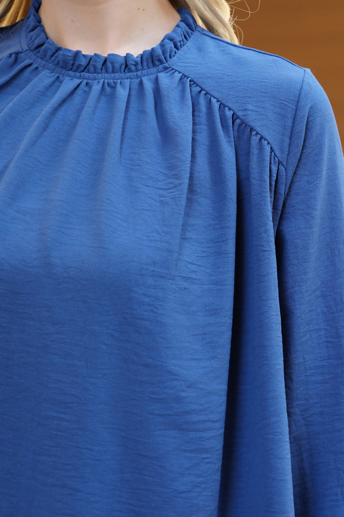 Puff Sleeve Merrow Neckline Woven Top