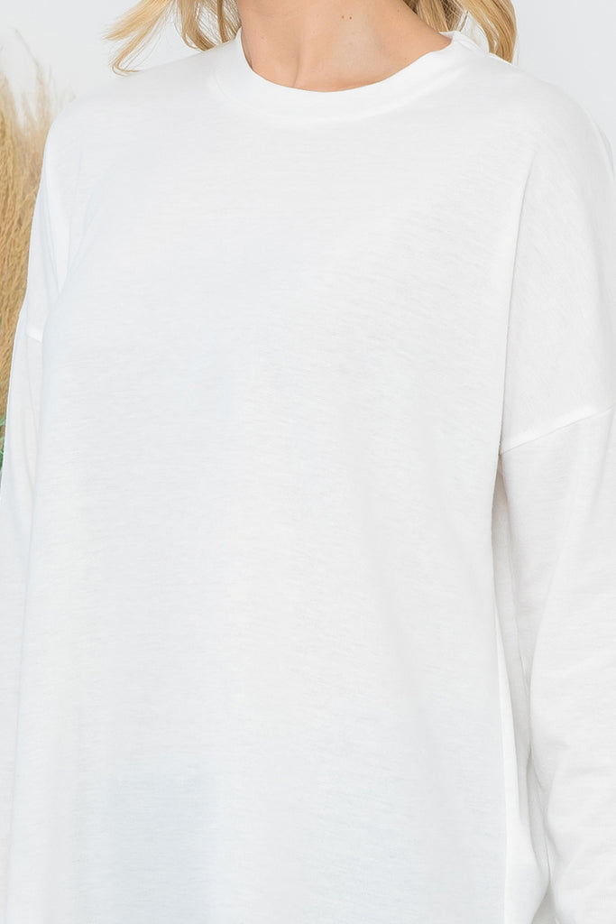 Long Sleeve French Terry Rounded Hem Top