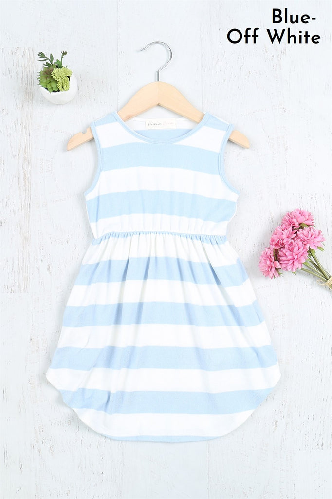 Kids Stripe Cinch Waist Sleeveless Dress