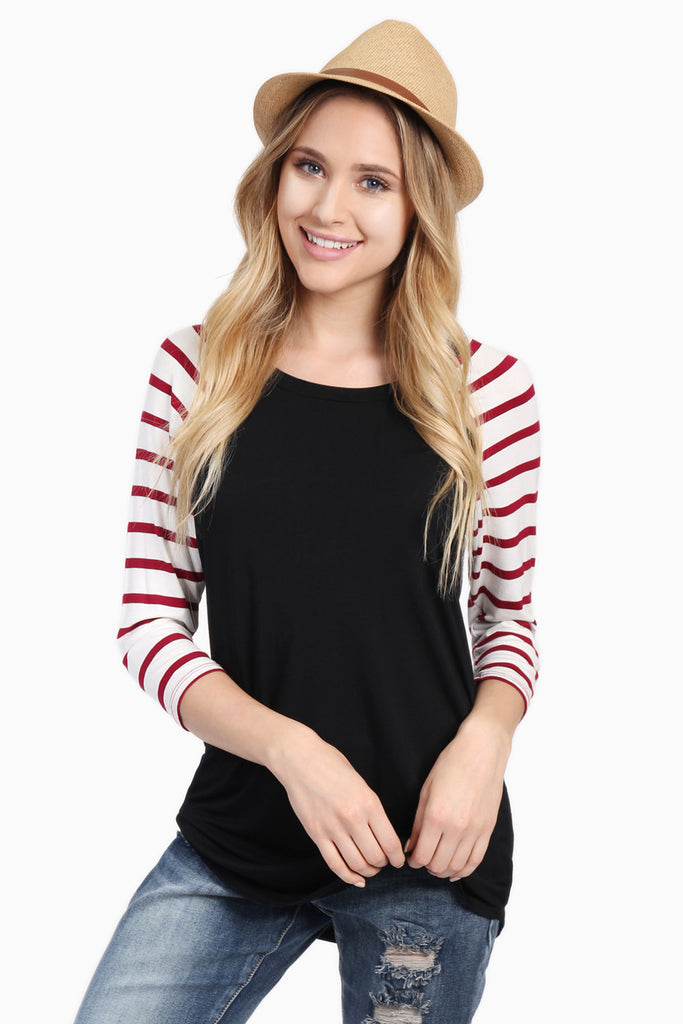 Striped Sleeve Raglan Tee
