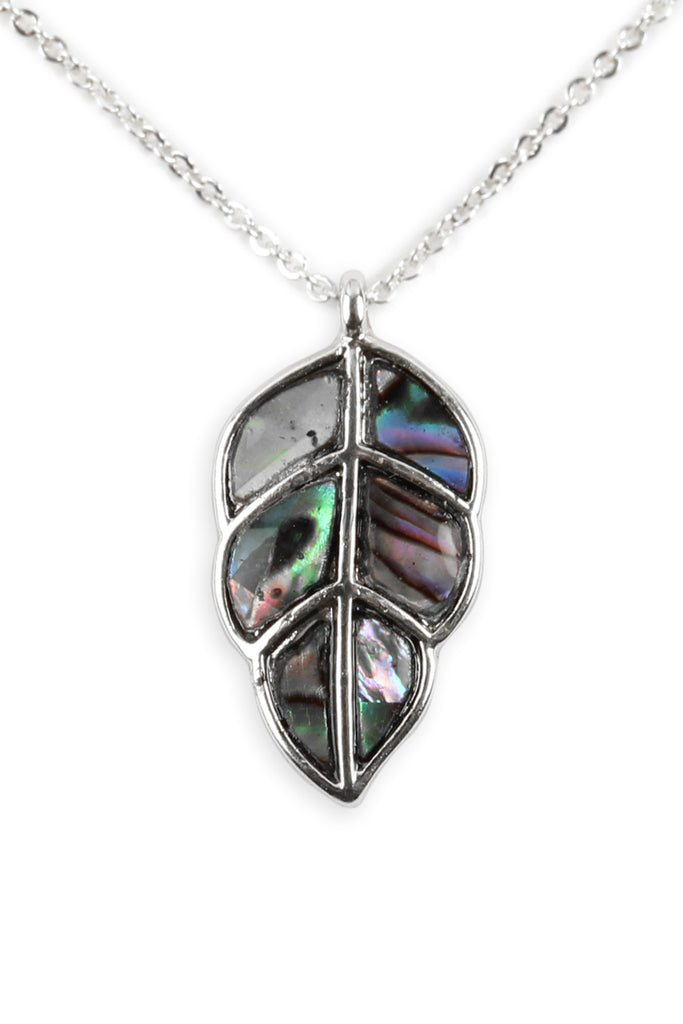 ABALONE LEAF PENDANT NECKLACE