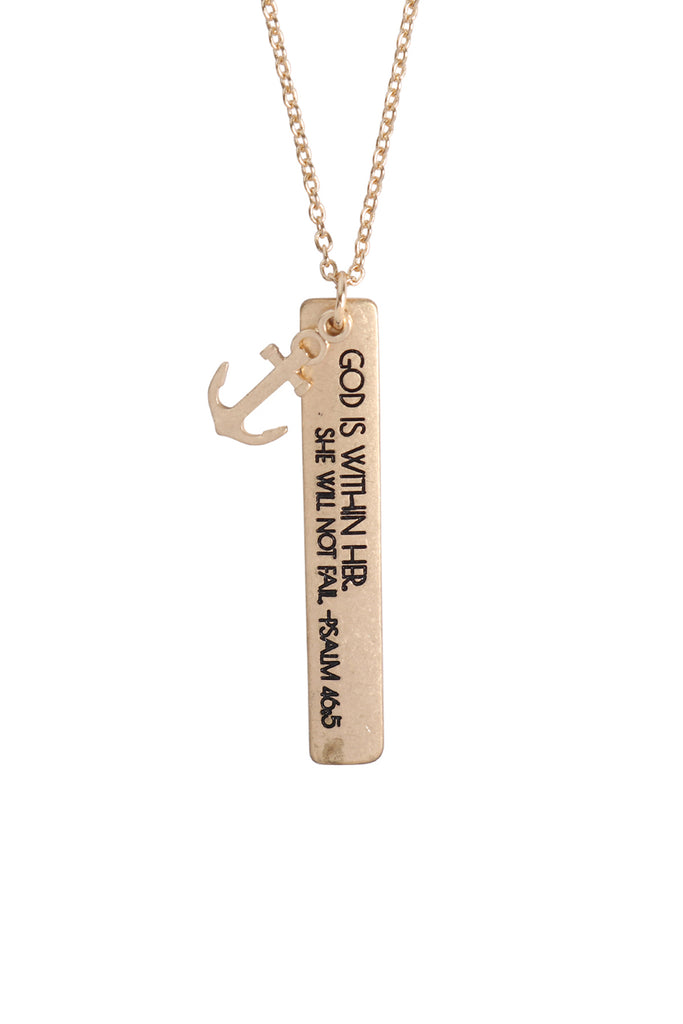 MESSAGE "GOD WITHIN HER" CHARM PENDANT NECKLACE