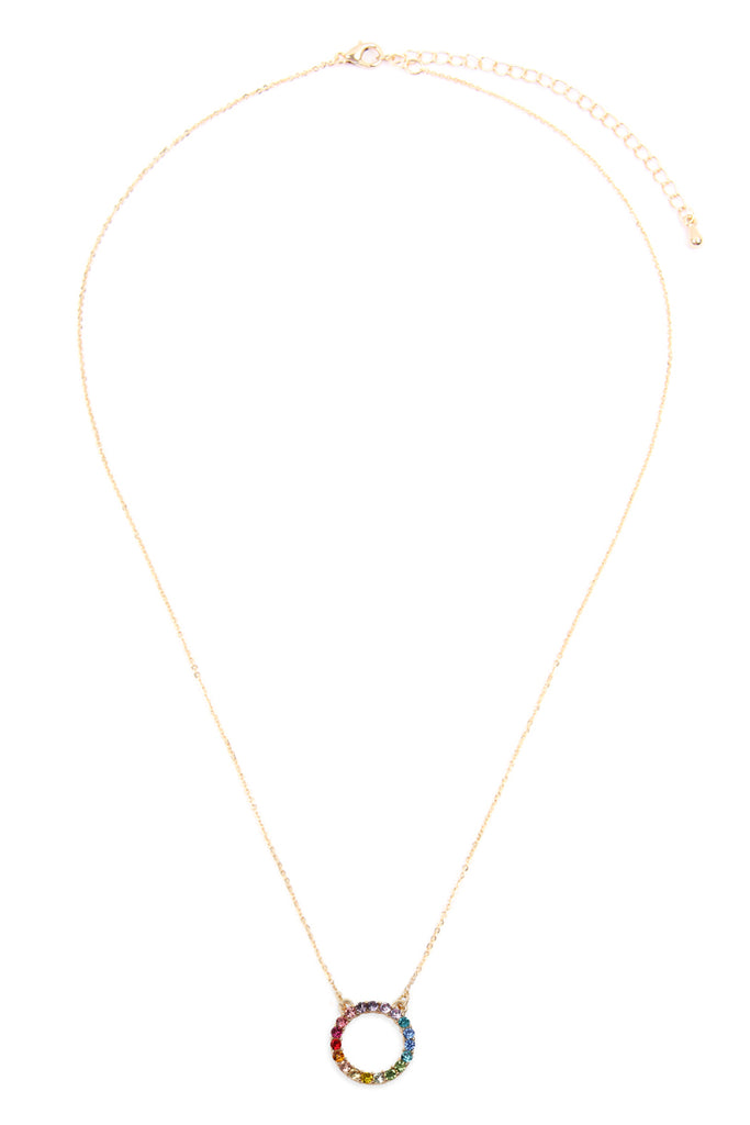 RAINBOW ROUND CUTOUT CHAIN NECKLACE