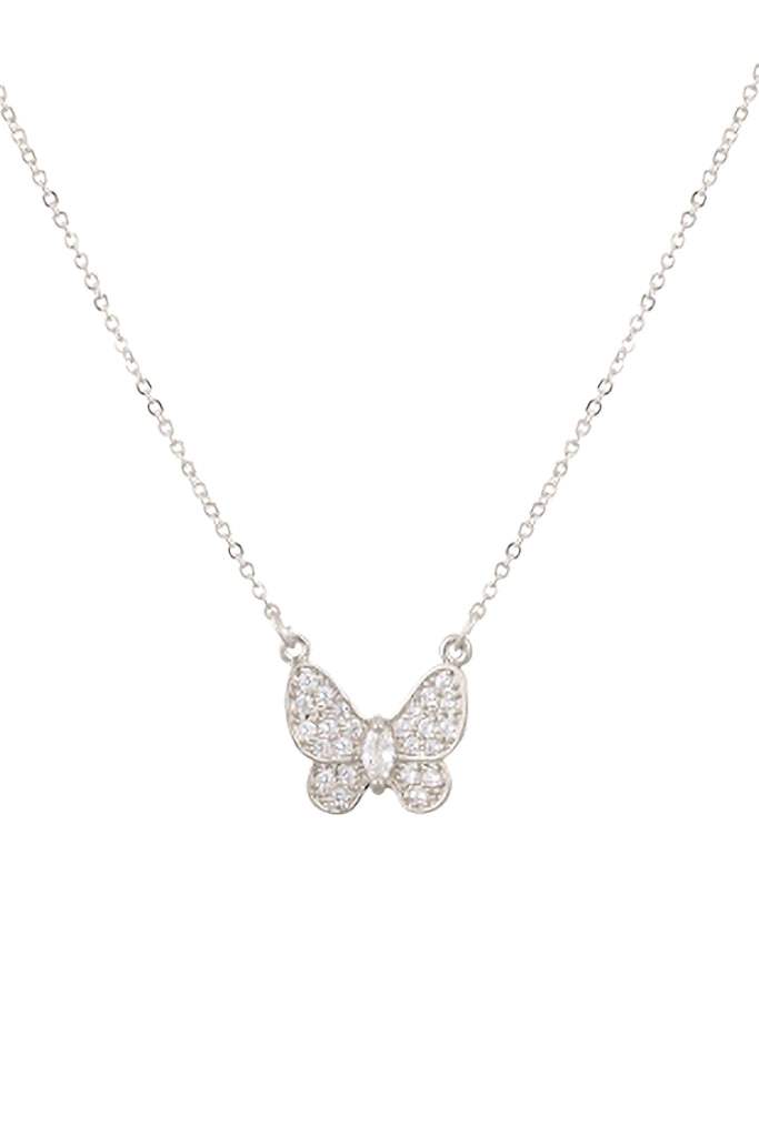 CUBIC ZIRCONIA MARQUISE BUTTERFLY PENDANT NECKLACE