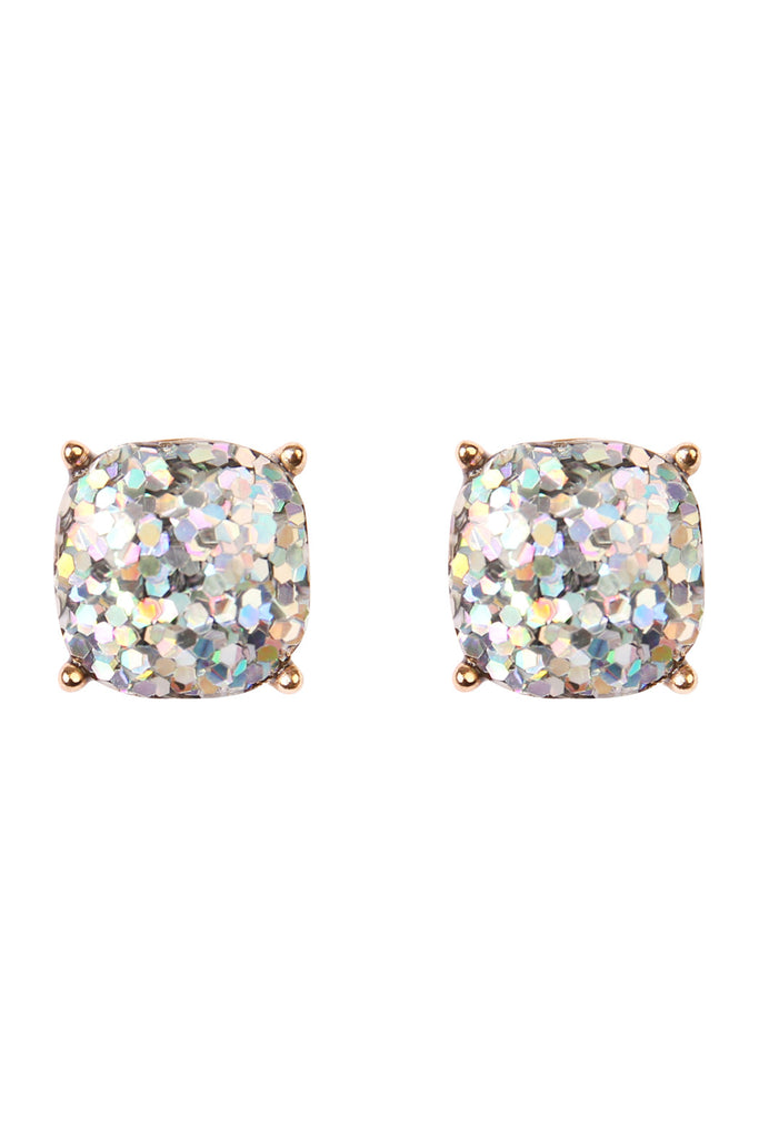 CUSHION GLITTER EARRINGS