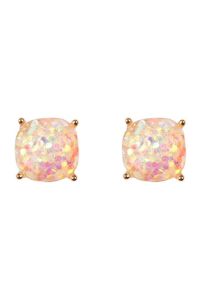 CUSHION GLITTER EARRINGS