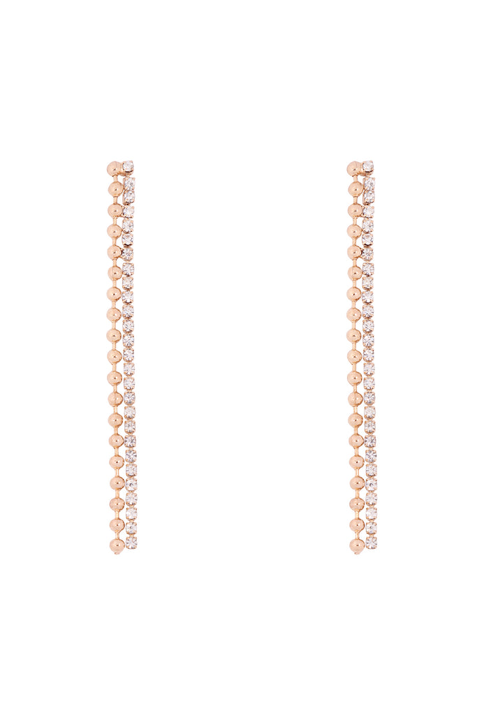 2 LINE RHINESTONE & BALL DROP EARRINGS