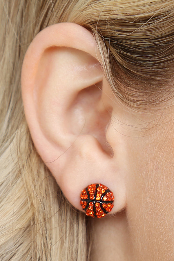 25719 - BASKETBALL SPORTS CHARM STUD EARRINGS - Riah Fashion