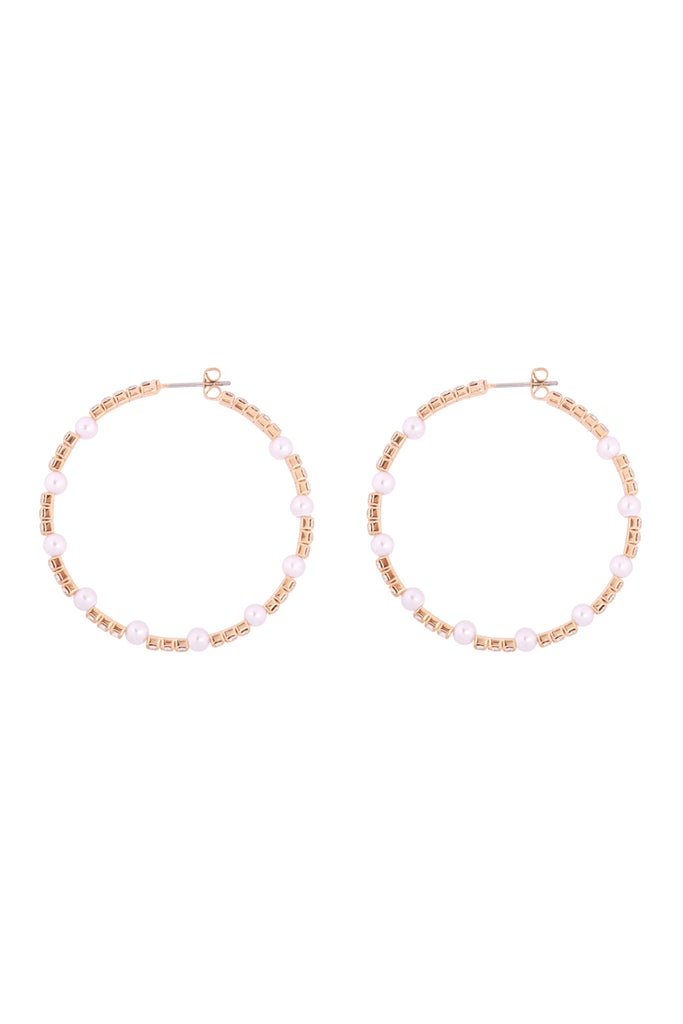 RHINESTONE W/ PEARL BEAD HOOP 2