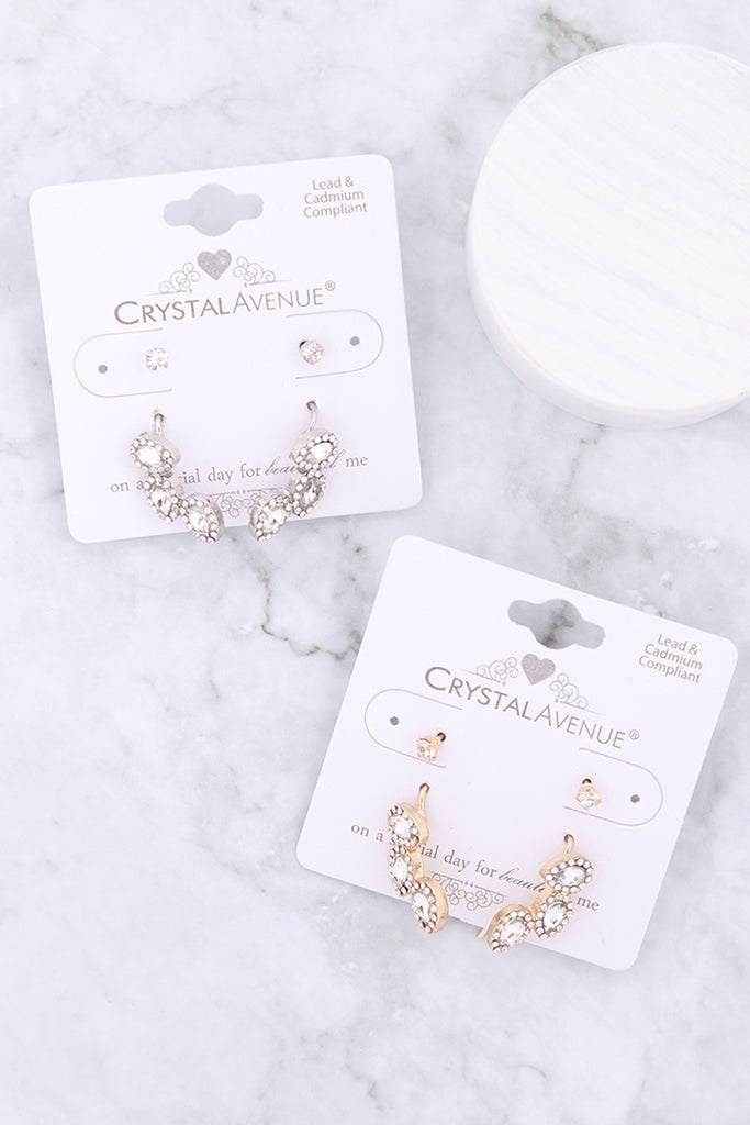 26146 - CRAWLER 3-TEAR FRAME EARRINGS