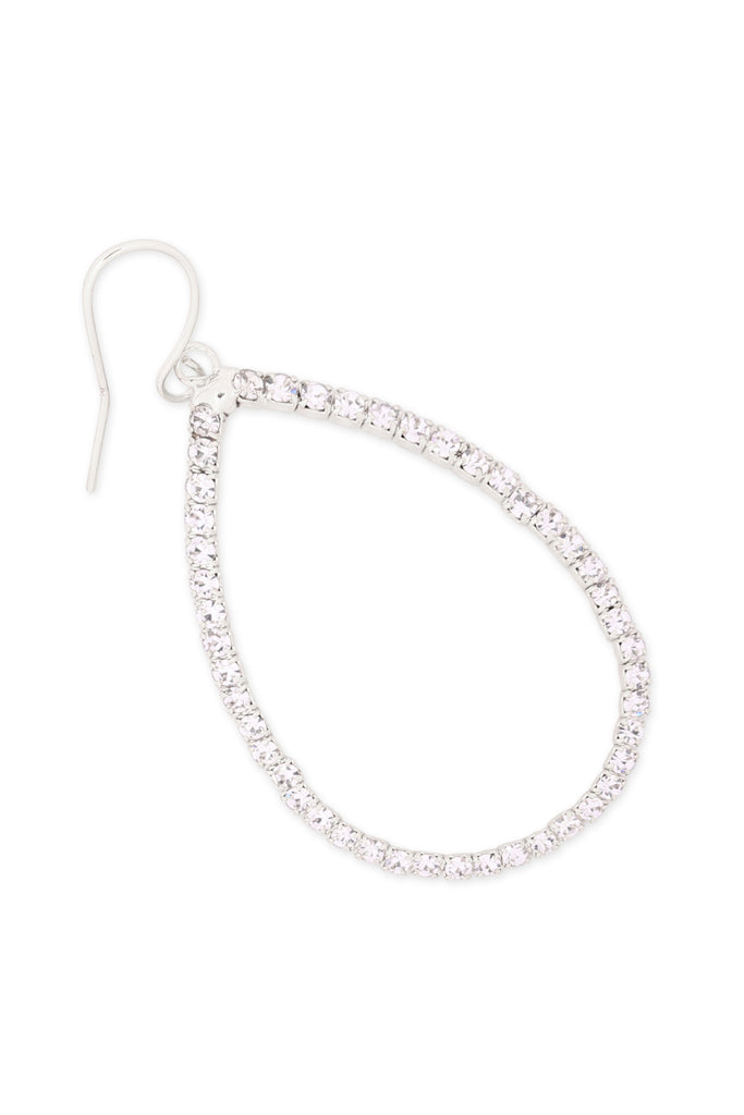 RHINESTONE 1 LINE PEAR SHAPE DROP HOOK EARRINGS