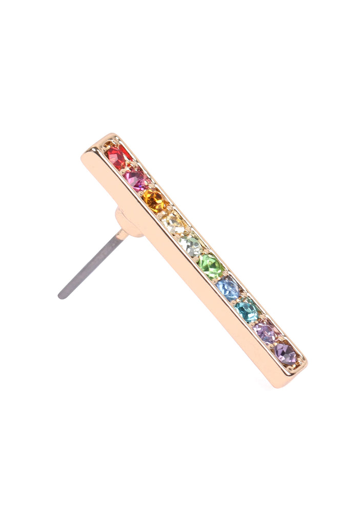 26348 - RAINBOW BAR SHAPE RHINESTONE EARRINGS