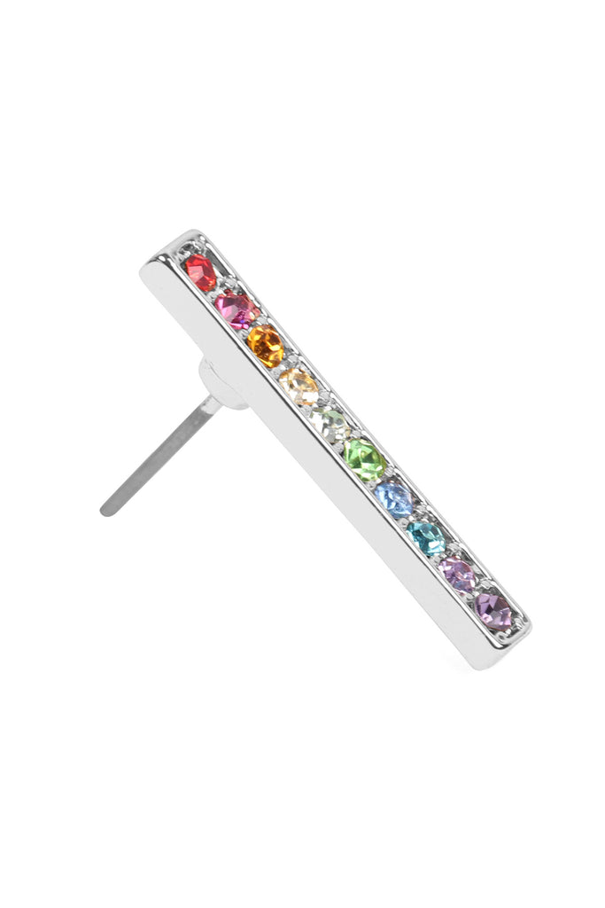 26348 - RAINBOW BAR SHAPE RHINESTONE EARRINGS