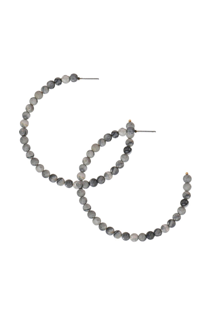 NATURAL BEAD HOOP EARRINGS